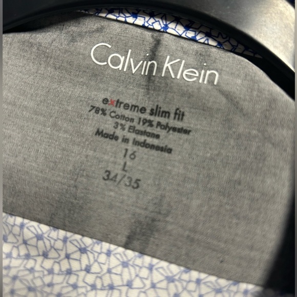 Calvin Klein Men's Blue/White Extreme Slim Fit Shirt, Size L, EUC - Picture 4 of 4